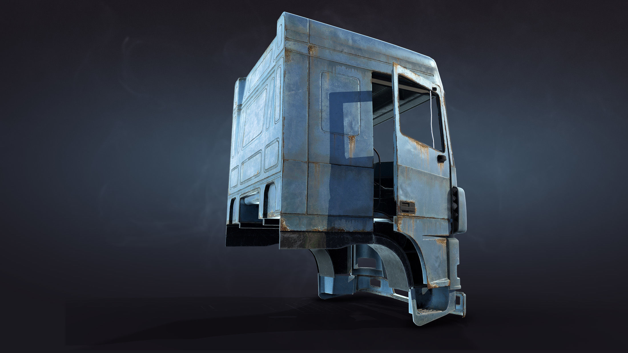 Truck Cab Rusty Low-poly 3D model_7