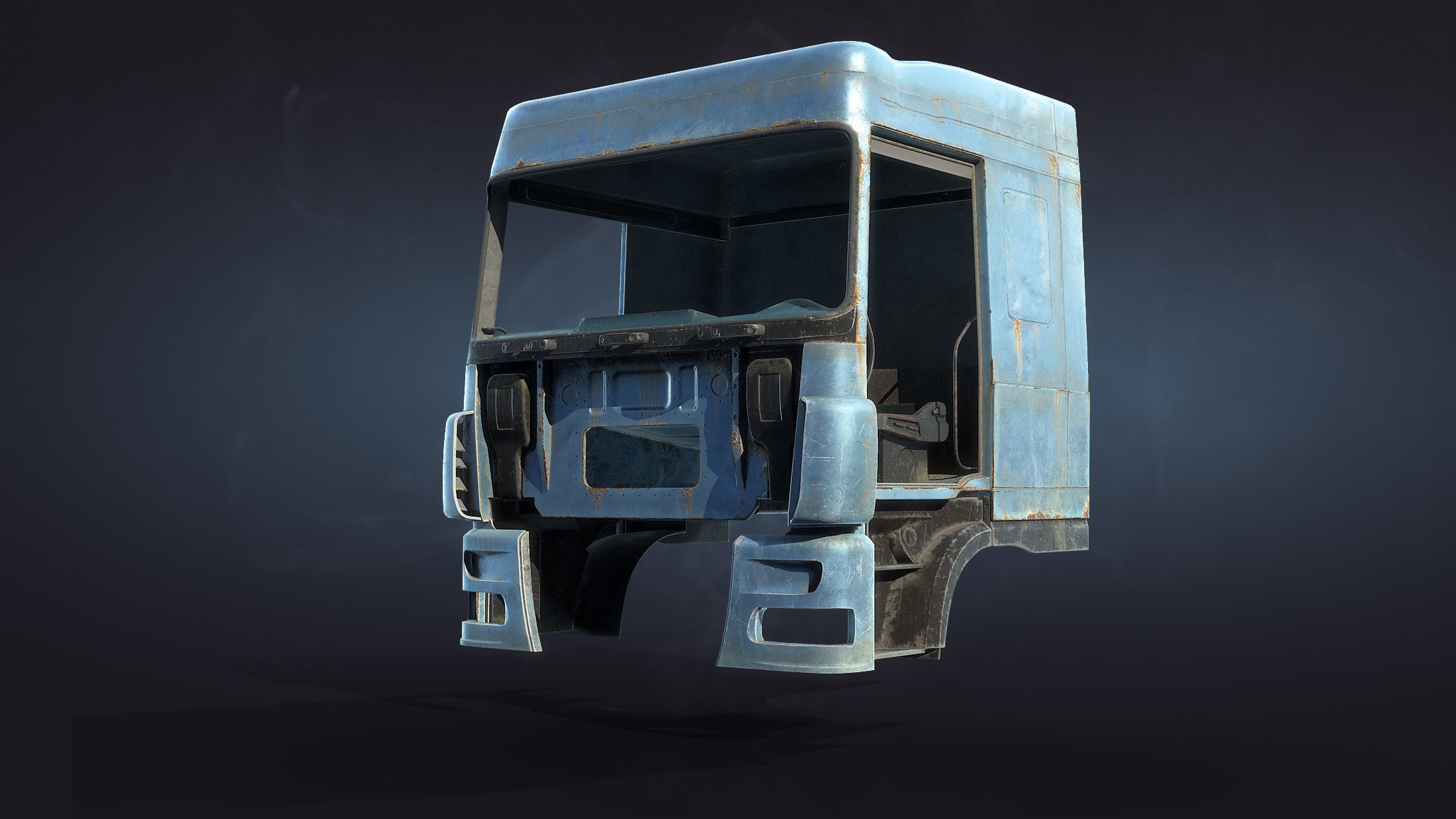 Truck Cab Rusty Low-poly 3D model_3