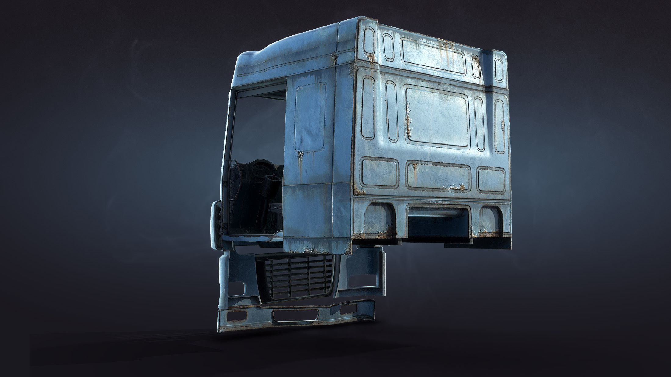 Truck Cab Rusty Low-poly 3D model_6