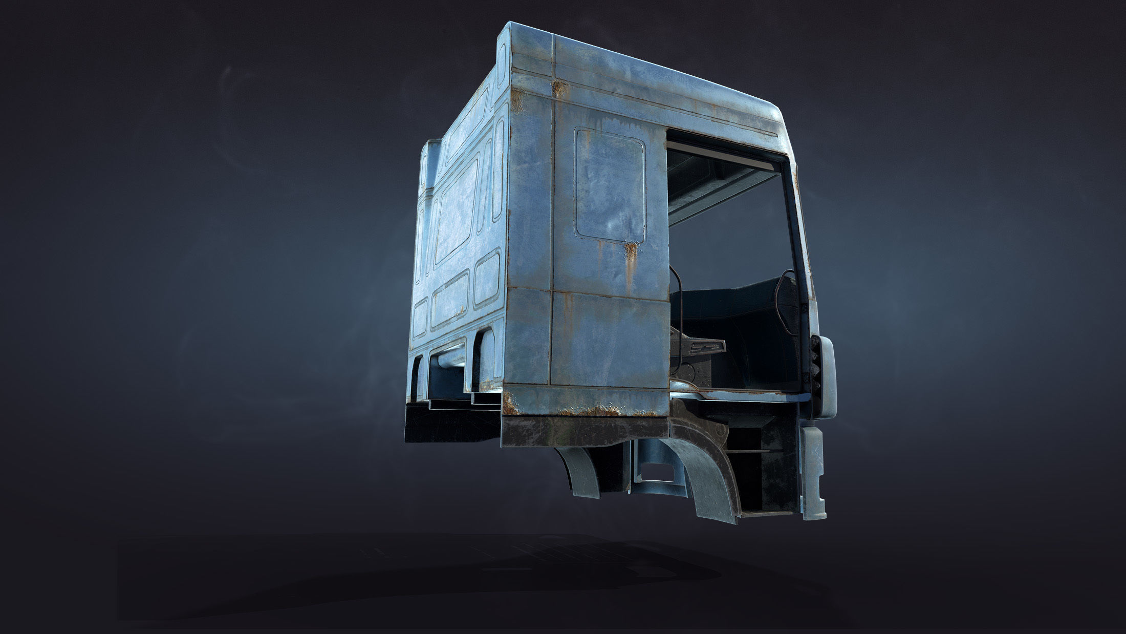 Truck Cab Rusty Low-poly 3D model_8