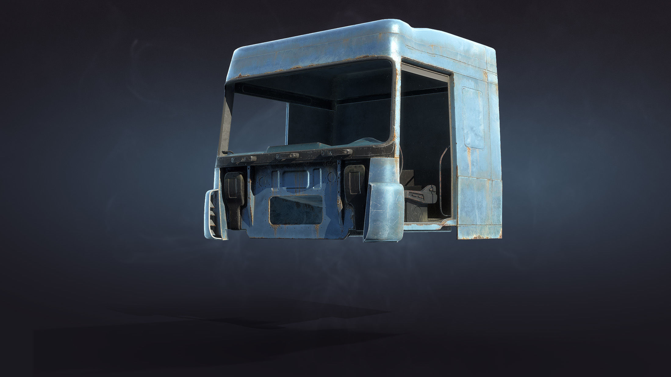 Truck Cab Rusty Low-poly 3D model_4