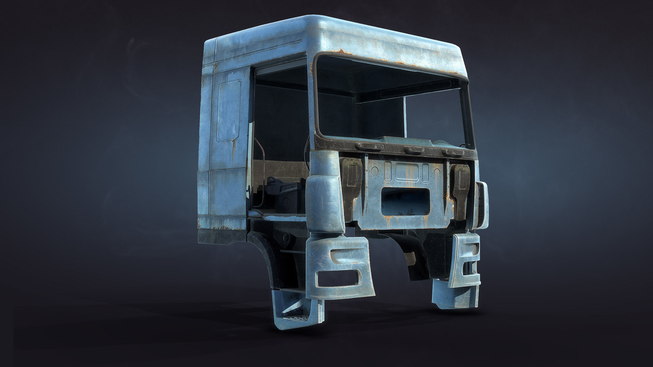 Truck Cab Rusty Low-poly 3D model_10