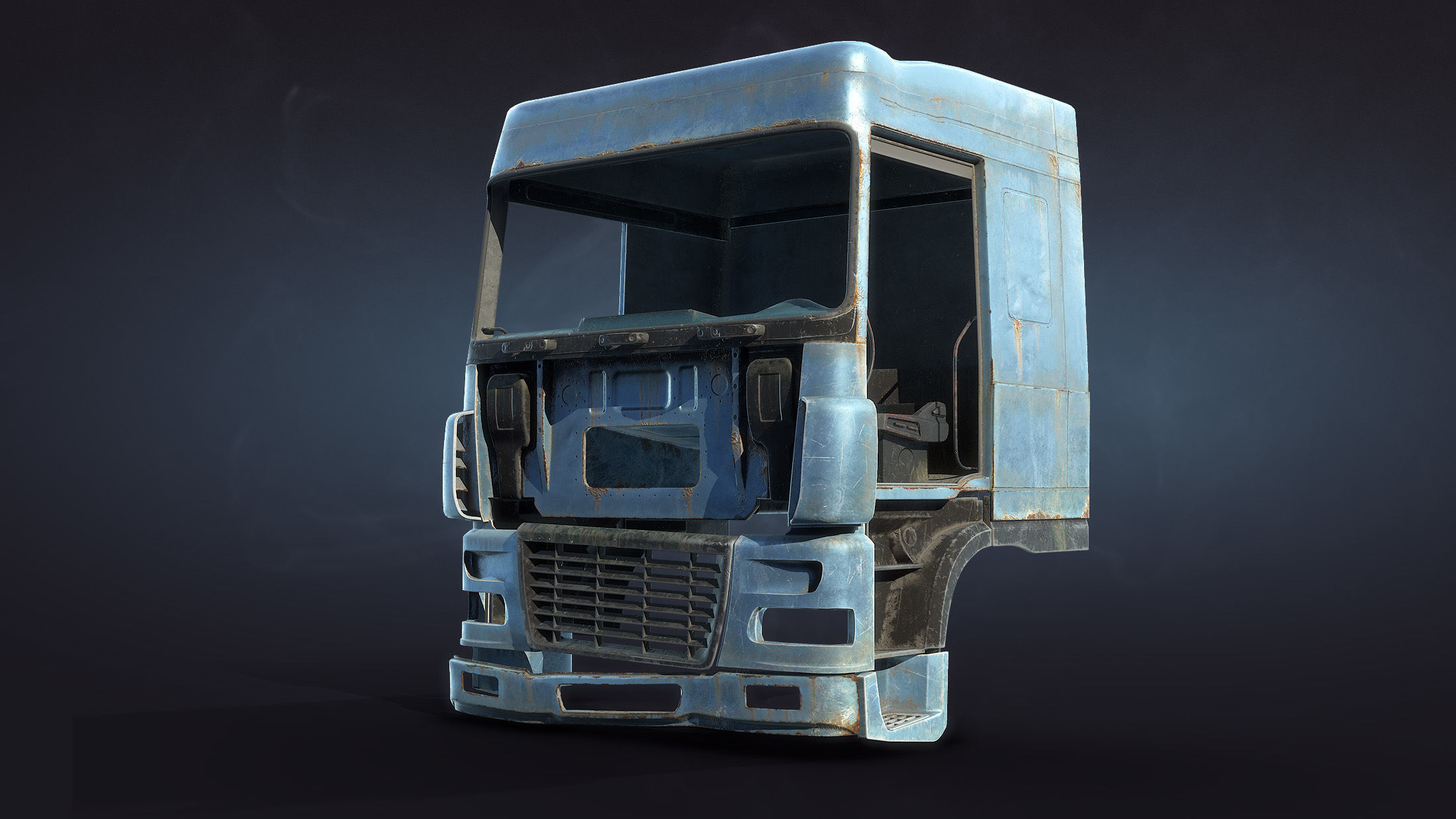 Truck Cab Rusty Low-poly 3D model_2