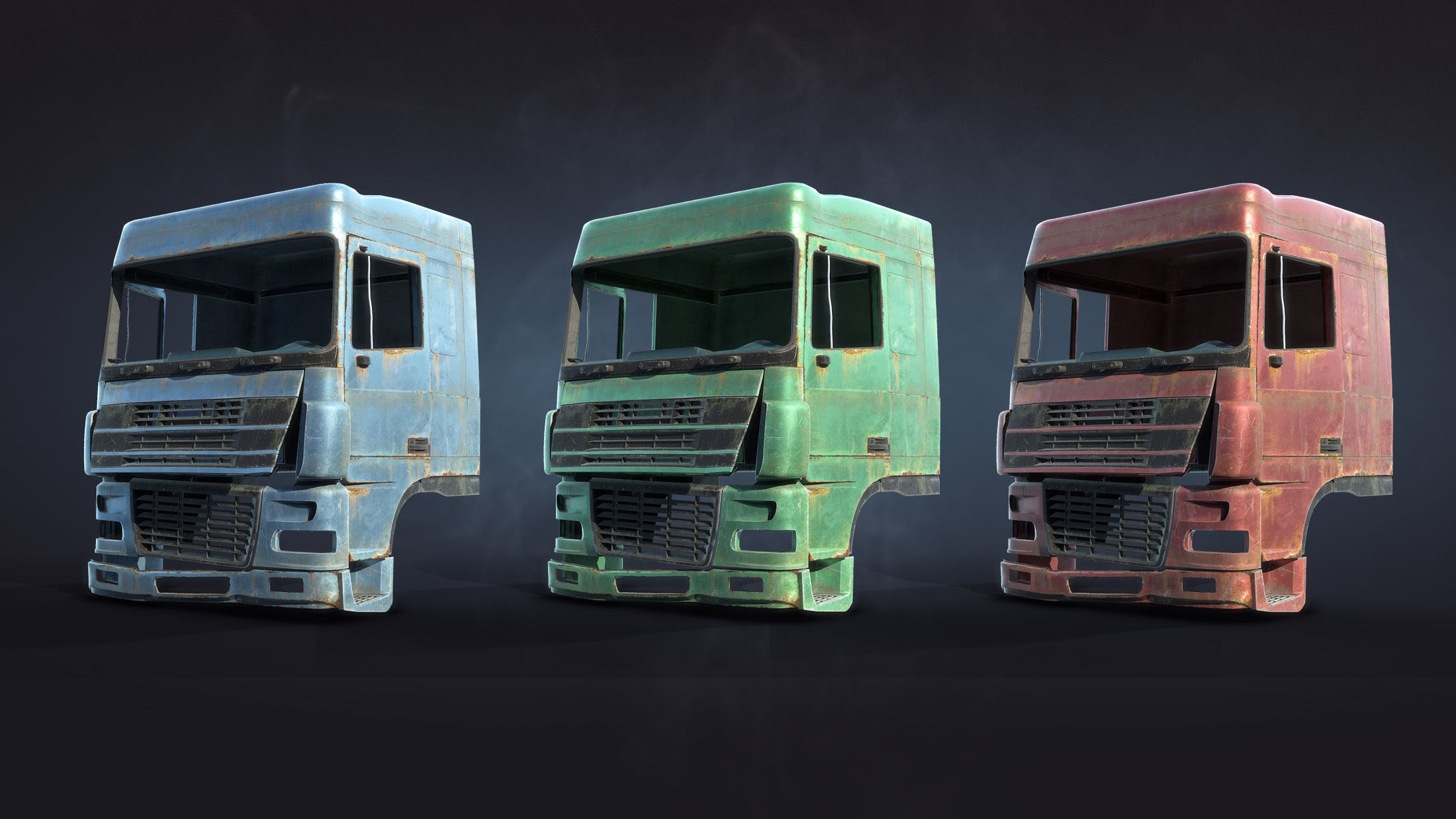 Truck Cab Rusty Low-poly 3D model_11