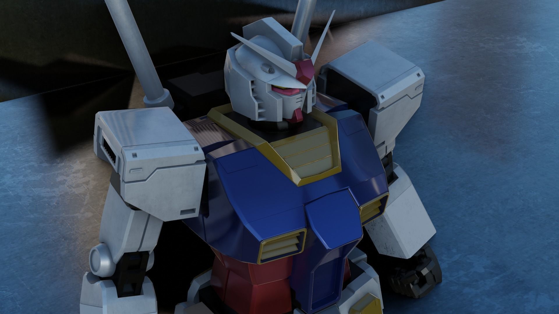 Blender 3D  RX-78 GUNDAM  rigged 3D model_4