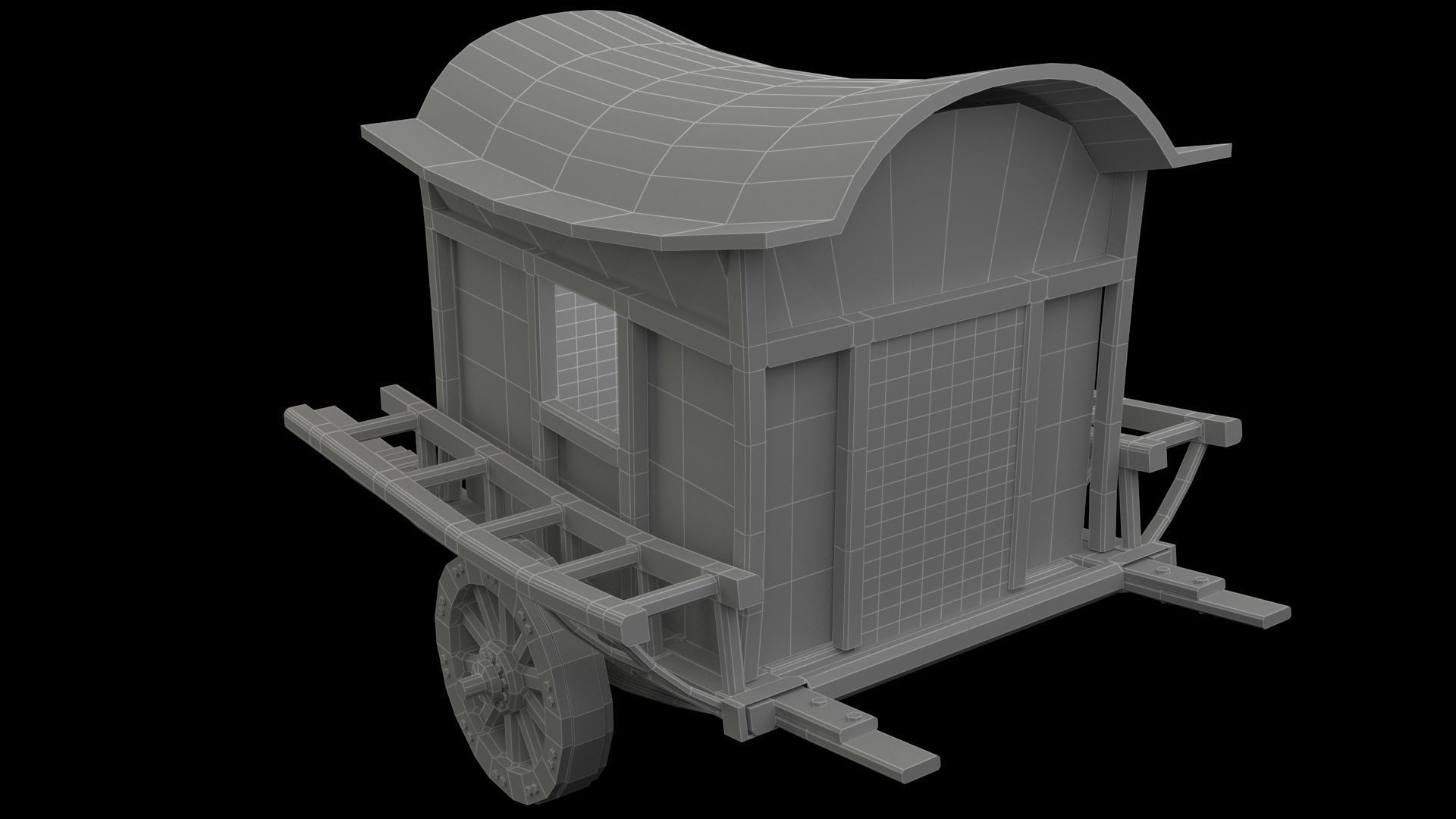 Chinese carriage Low-poly 3D model_6