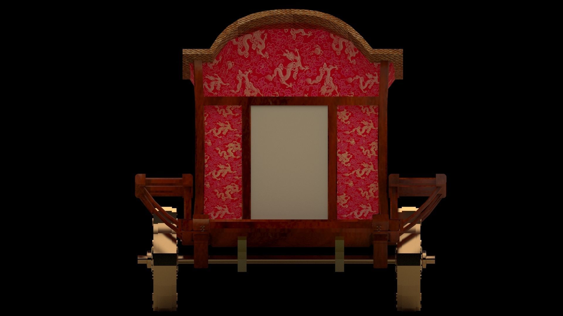 Chinese carriage Low-poly 3D model_3
