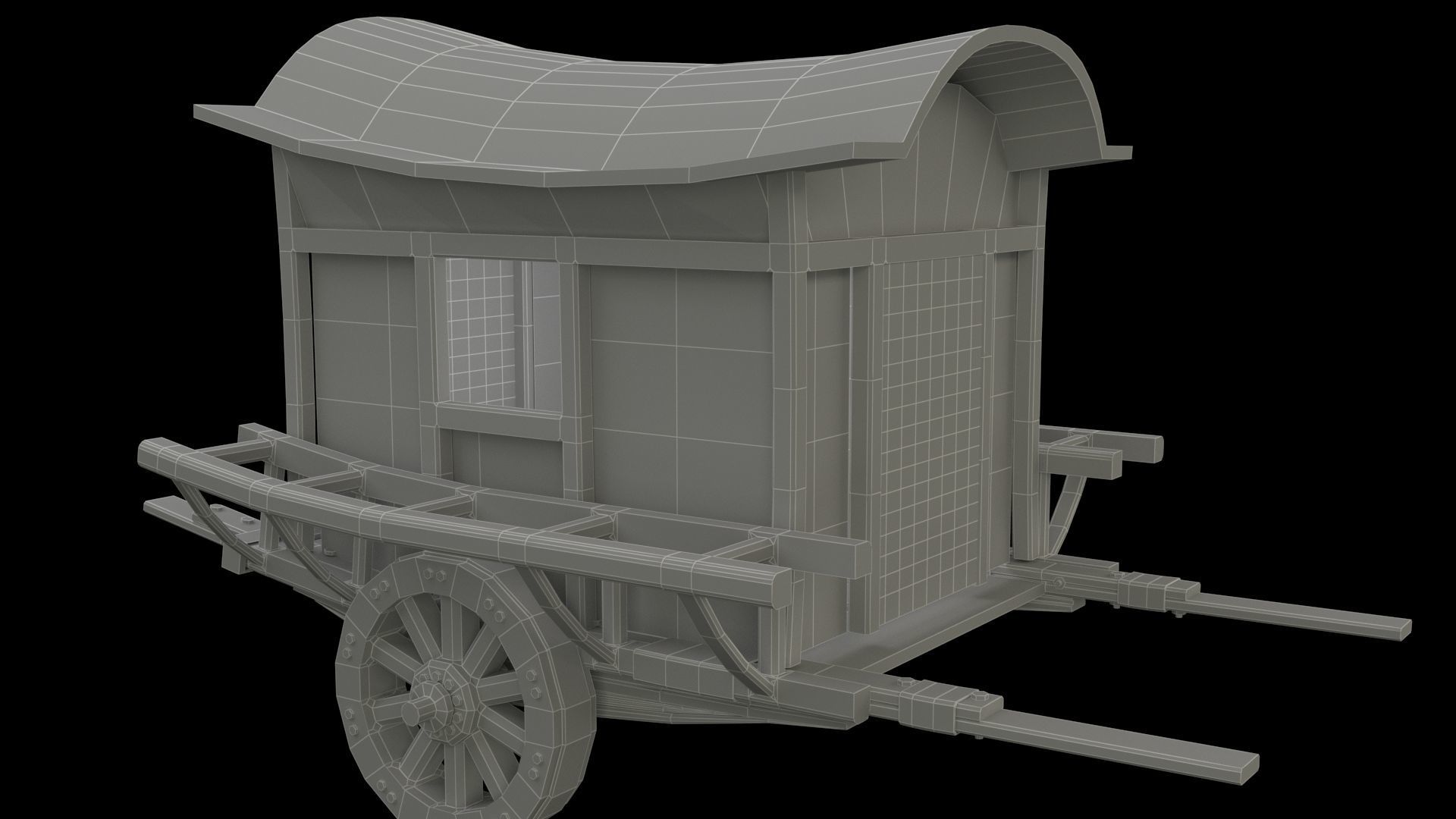 Chinese carriage Low-poly 3D model_7