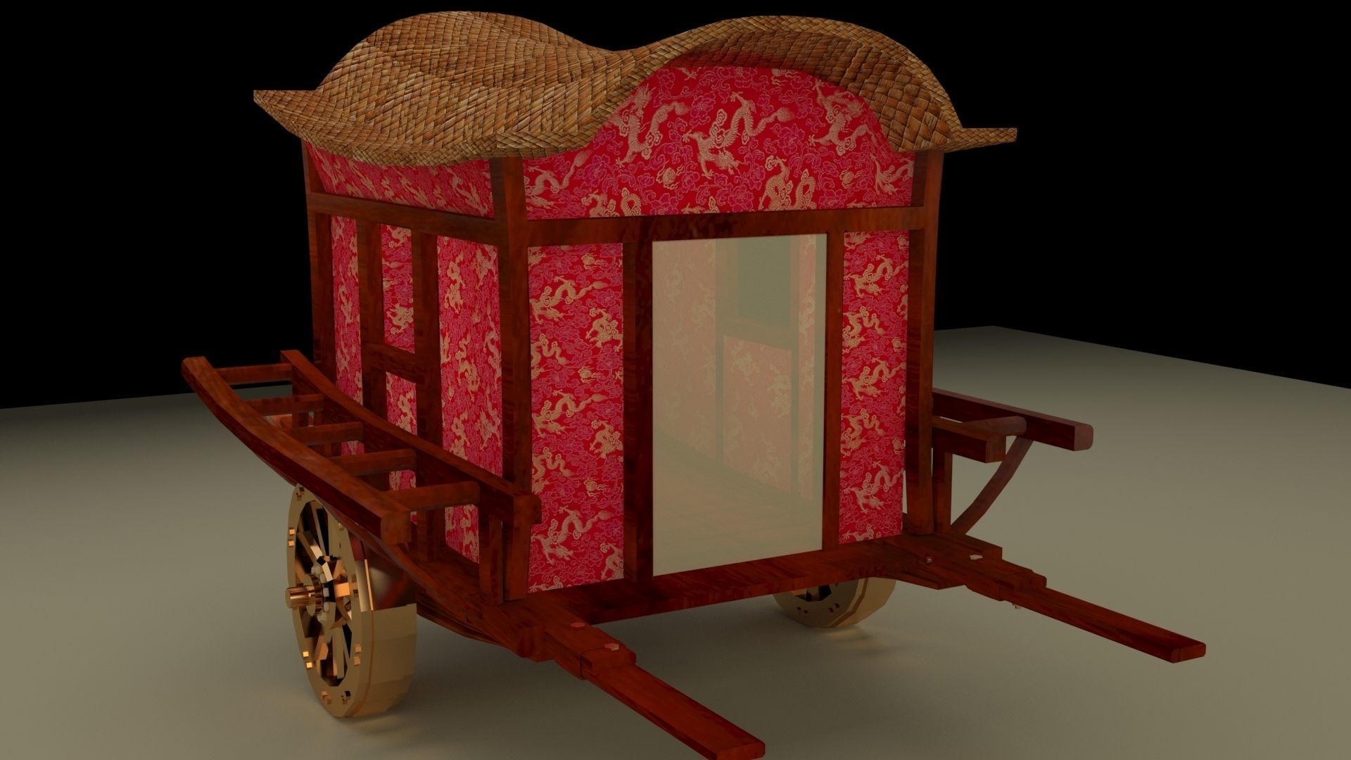 Chinese carriage Low-poly 3D model_2