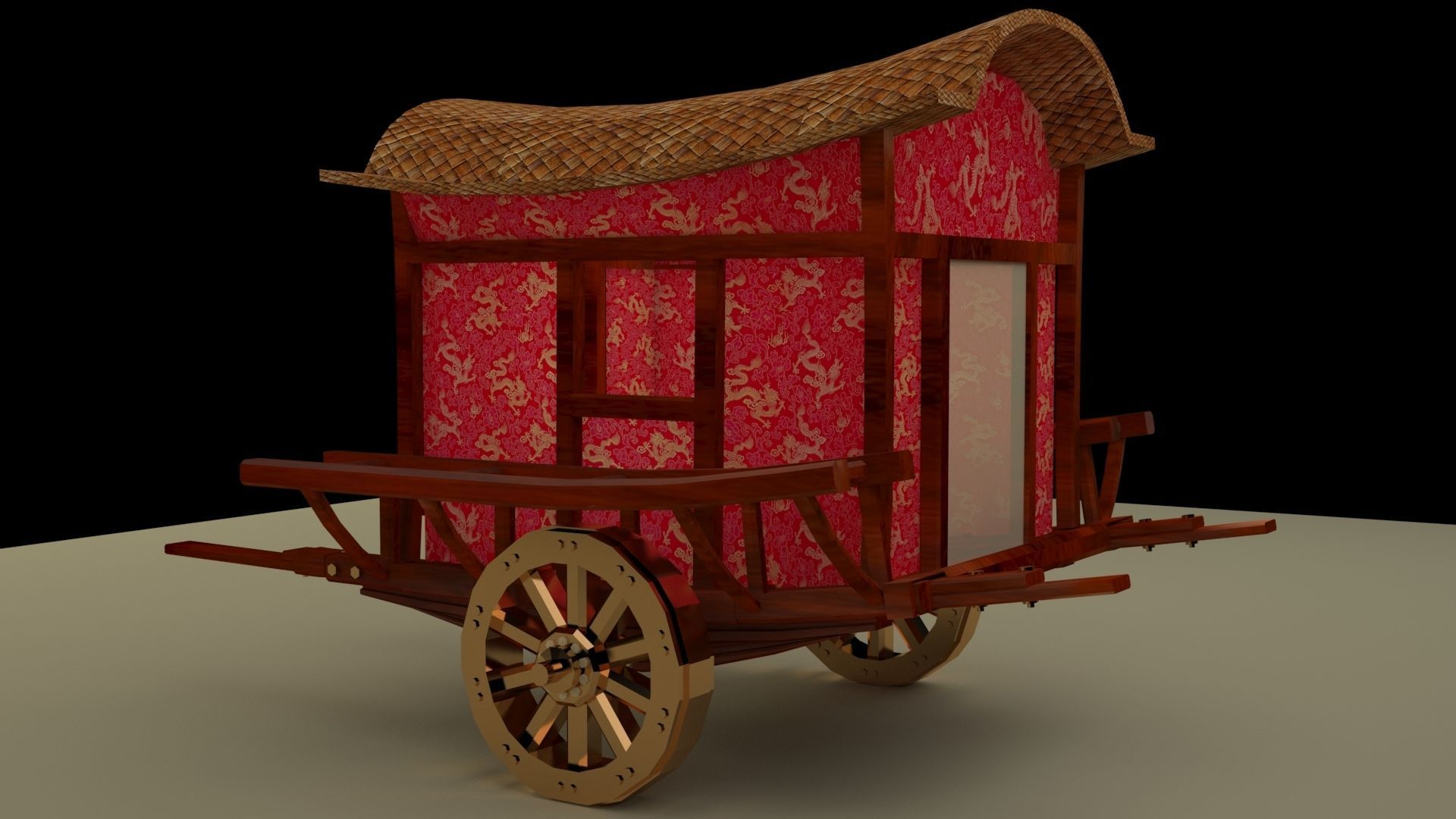 Chinese carriage Low-poly 3D model_5