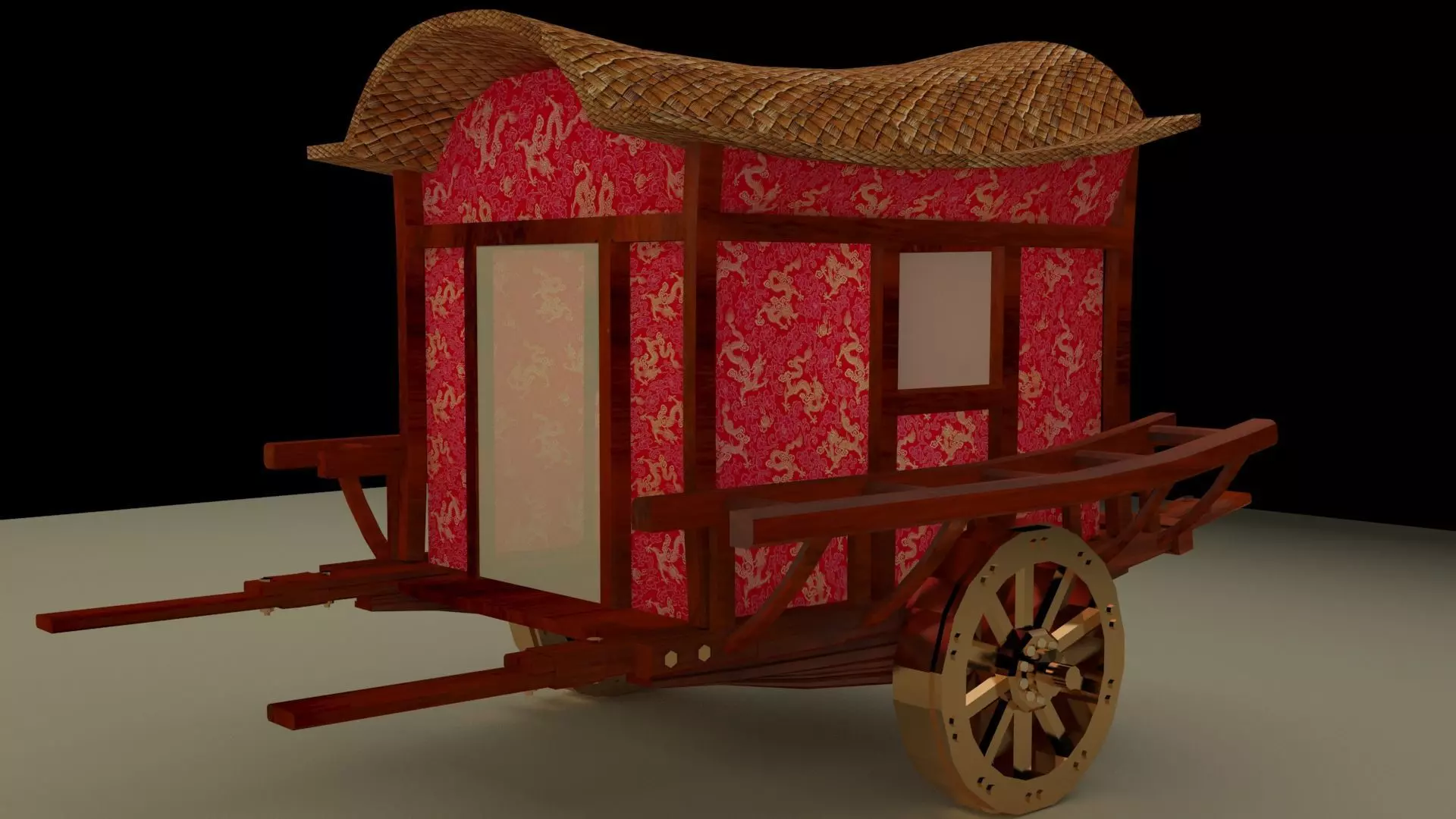 Chinese carriage Low-poly 3D model_0