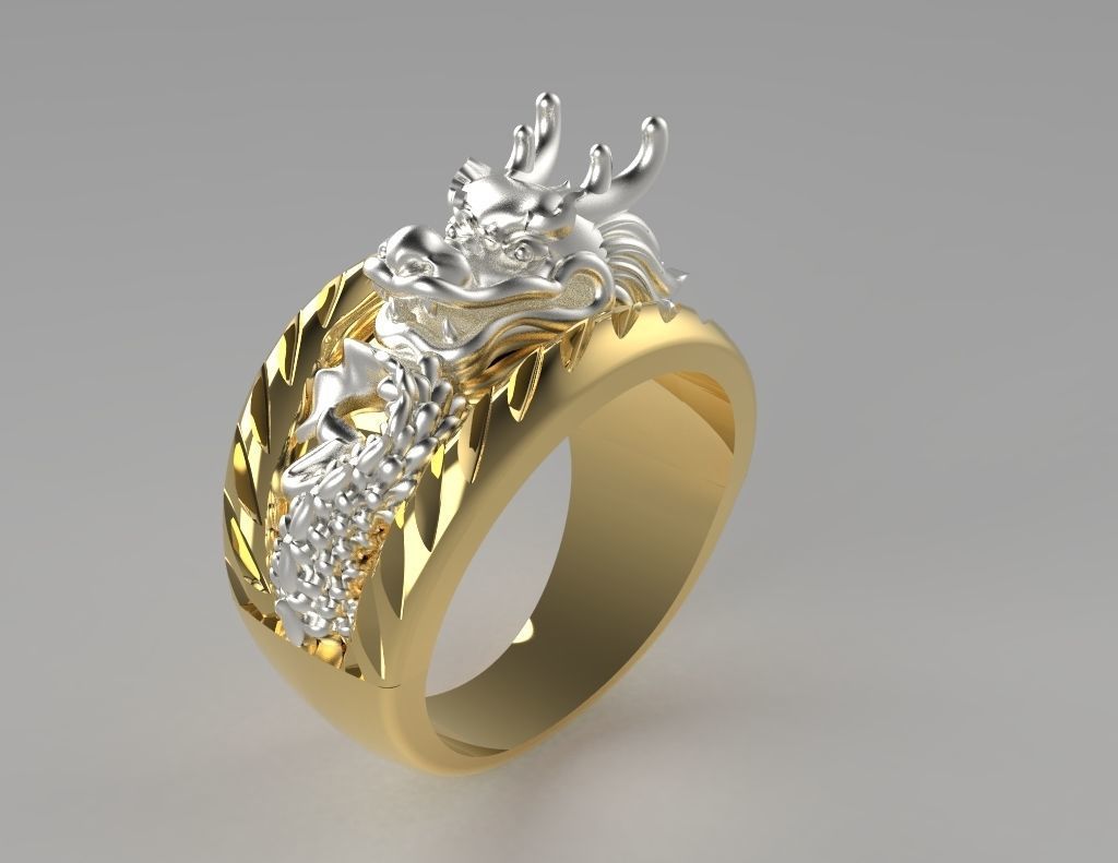 Chinese Dragon Ring 3D print model_4