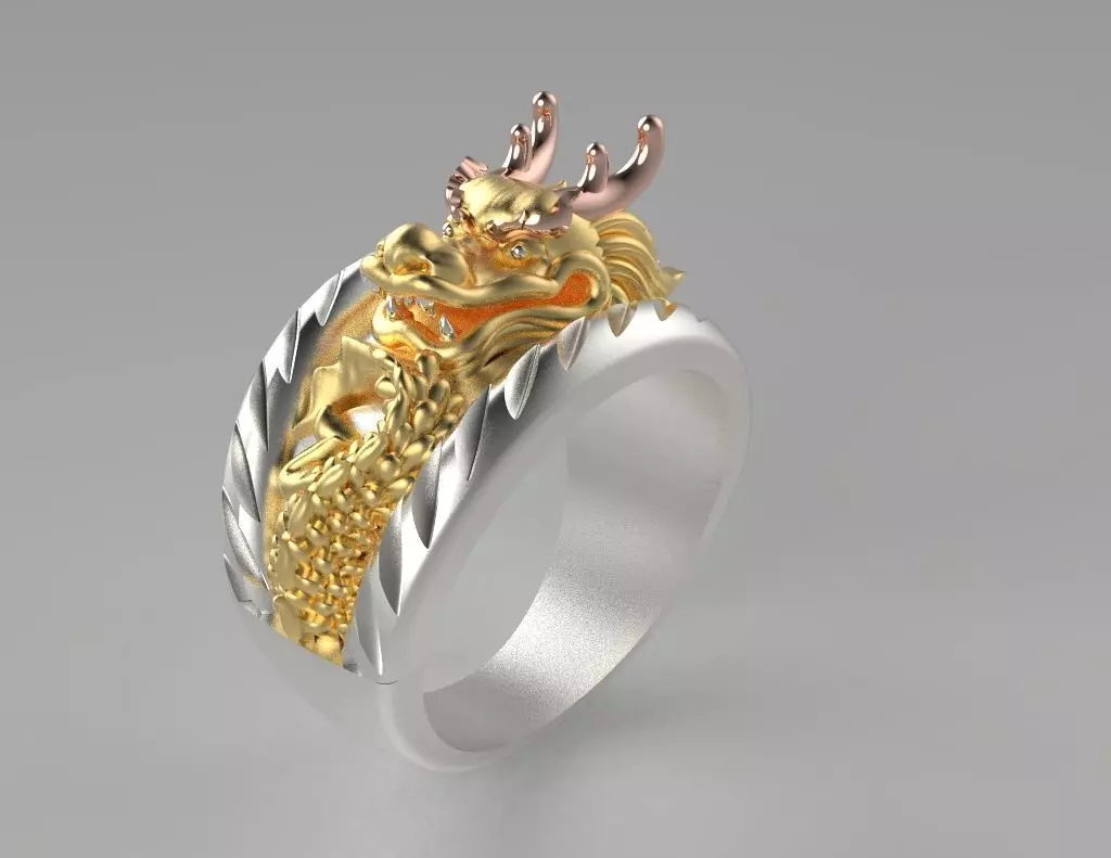 Chinese Dragon Ring 3D print model_0