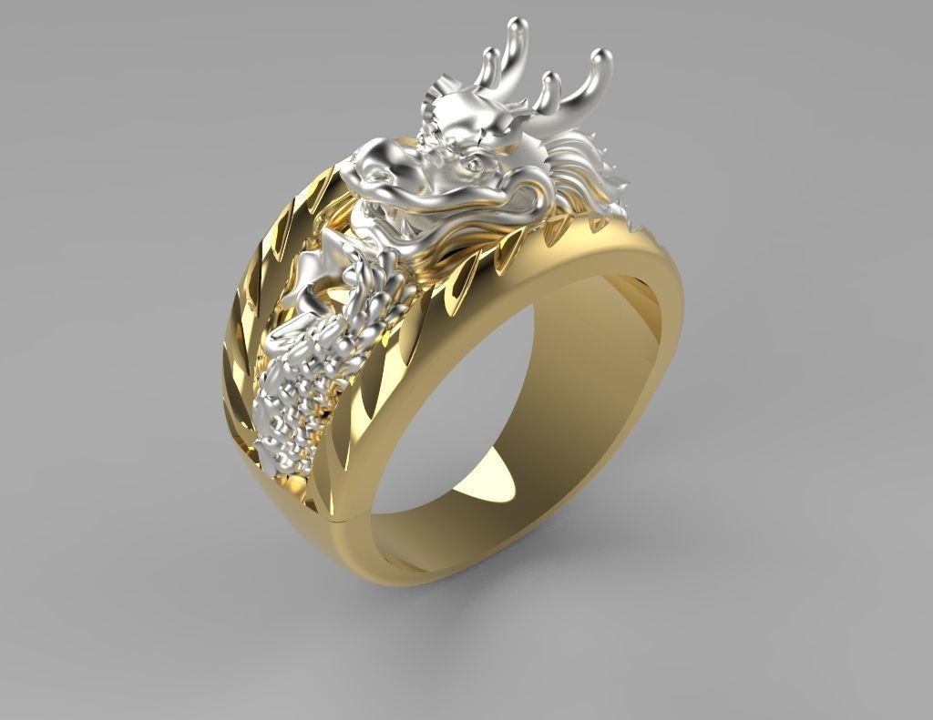 Chinese Dragon Ring 3D print model_1