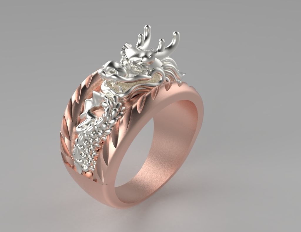 Chinese Dragon Ring 3D print model_5