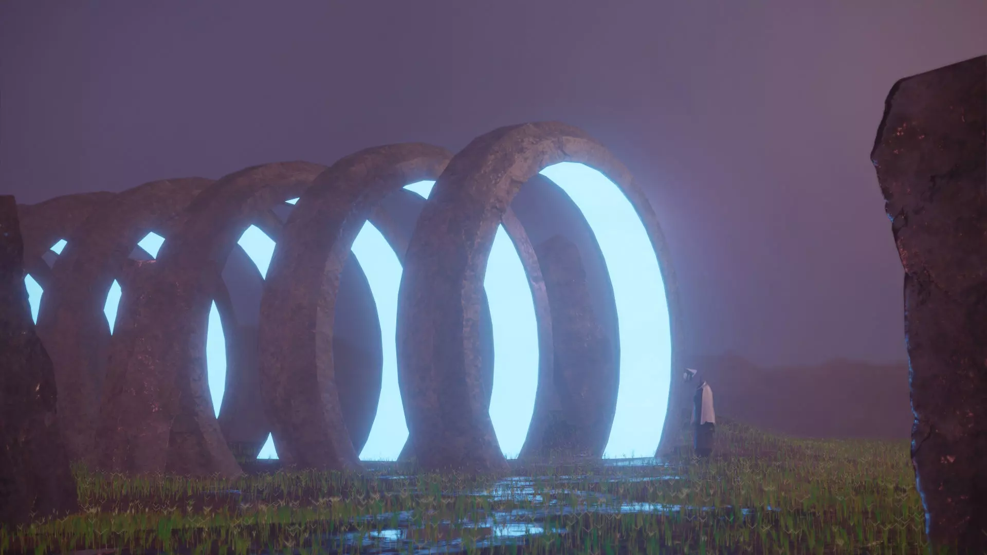 THE GATEWAY group of circular stones in middle of grassy field 3D model_0