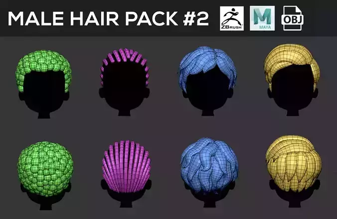 Male Hair Pack 2 3D model