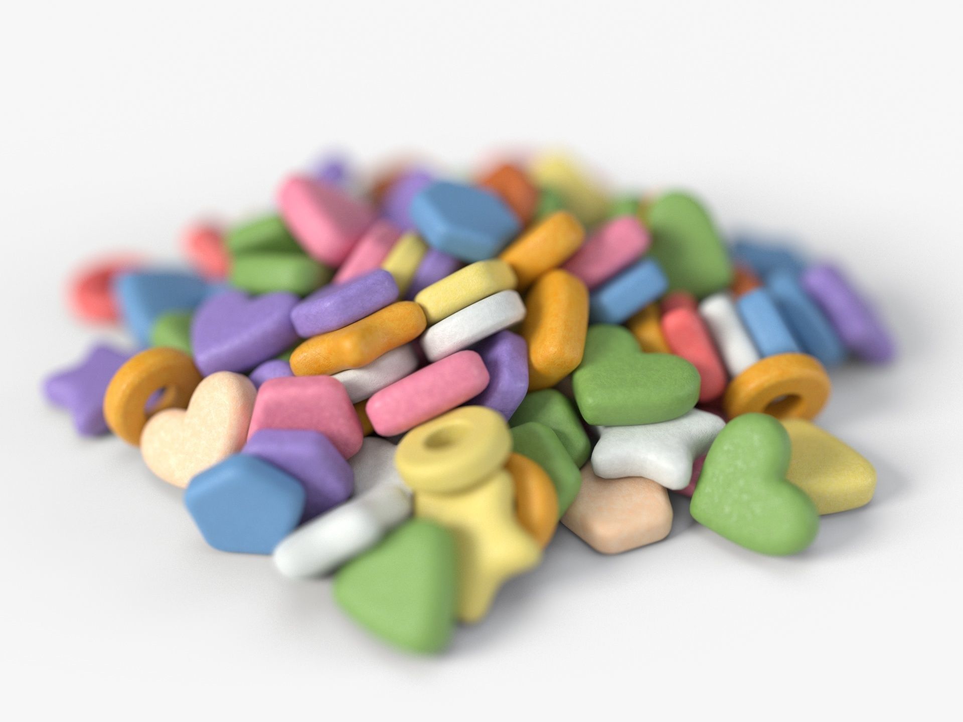 Set of different shaped pills with 4K PBR textures Low-poly 3D model_4