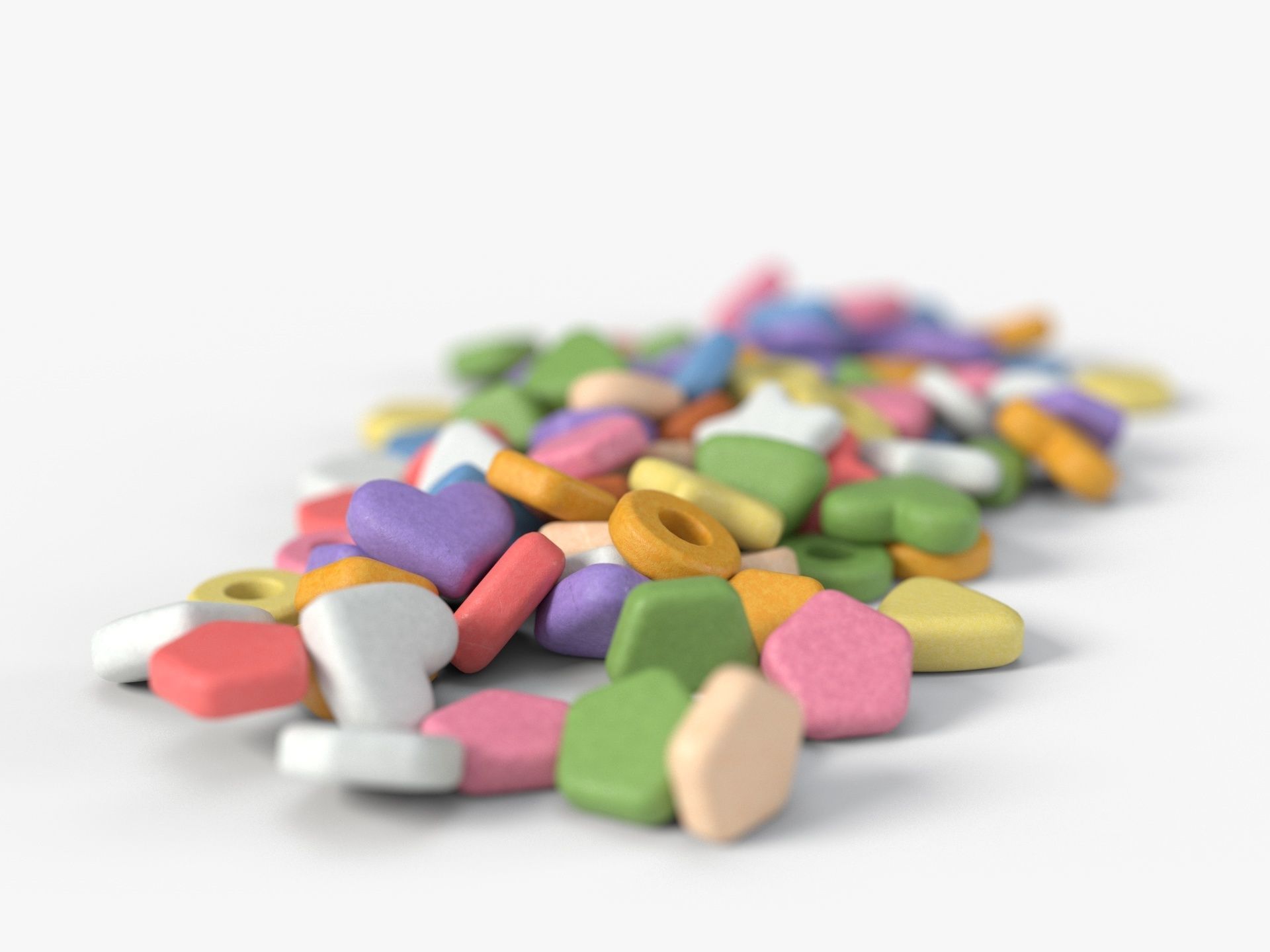 Set of different shaped pills with 4K PBR textures Low-poly 3D model_3