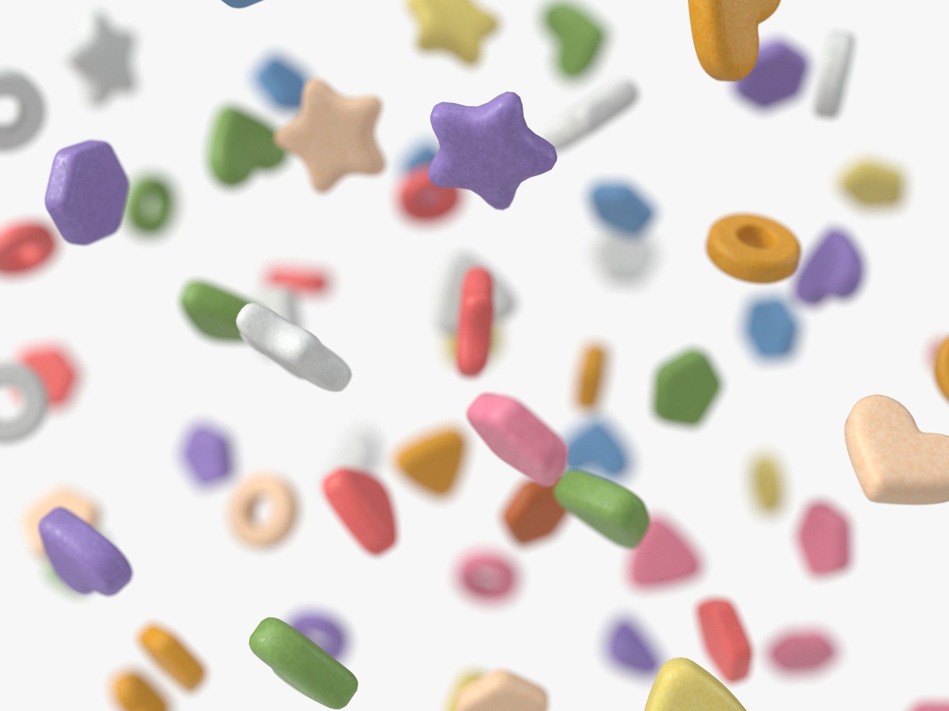Set of different shaped pills with 4K PBR textures Low-poly 3D model_2