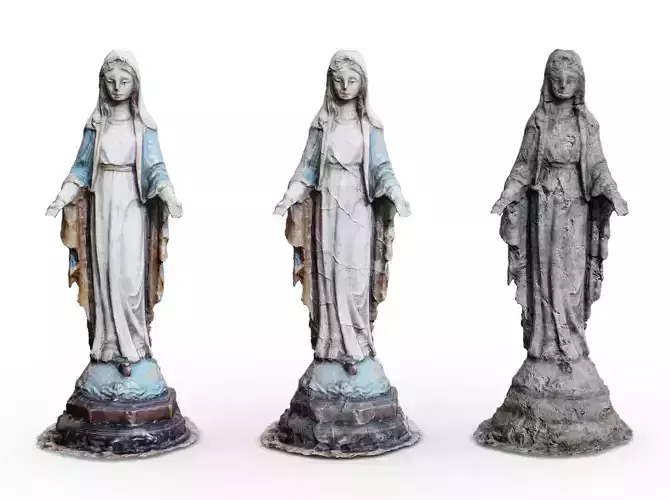 Saint Mary Statue Low-poly 3D model