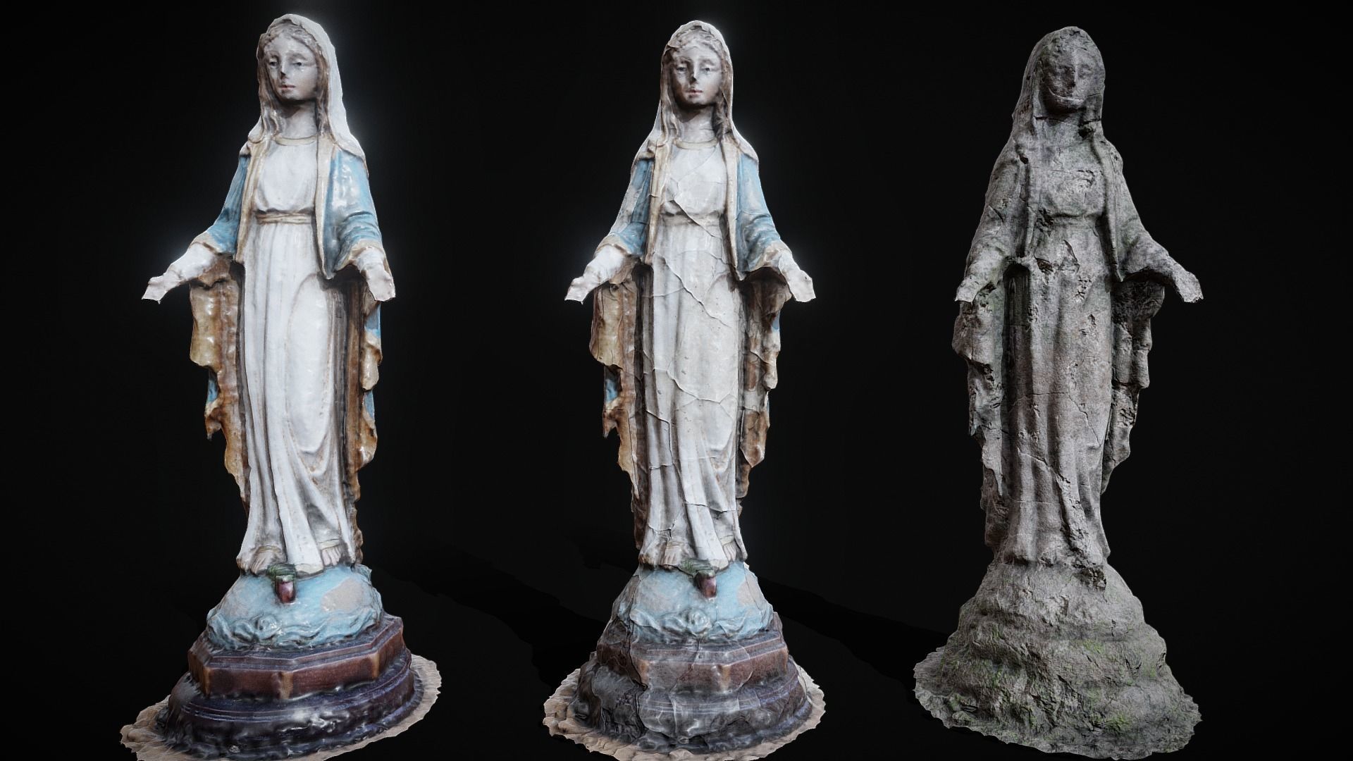 Saint Mary Statue Low-poly 3D model_1
