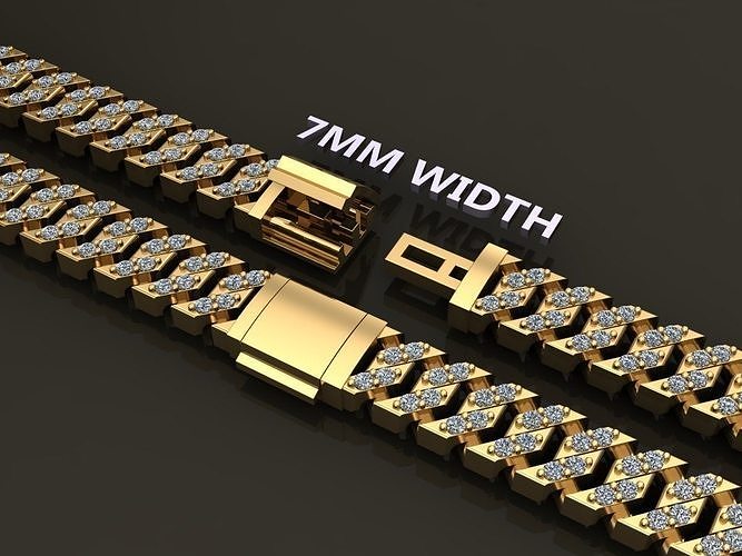 Cuban Diamond Chain Link Box Style 7MM WIDTH 3D print model