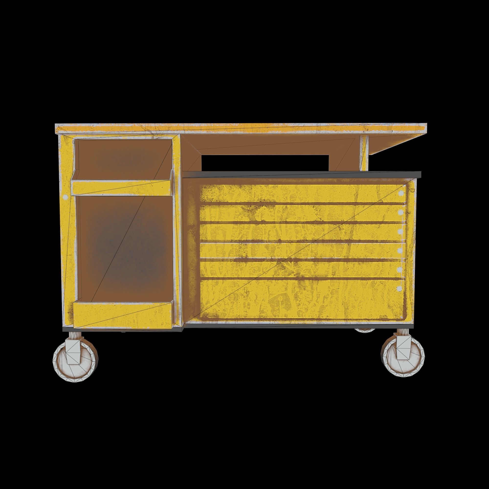 Old dust toolbox Low-poly 3D model_3