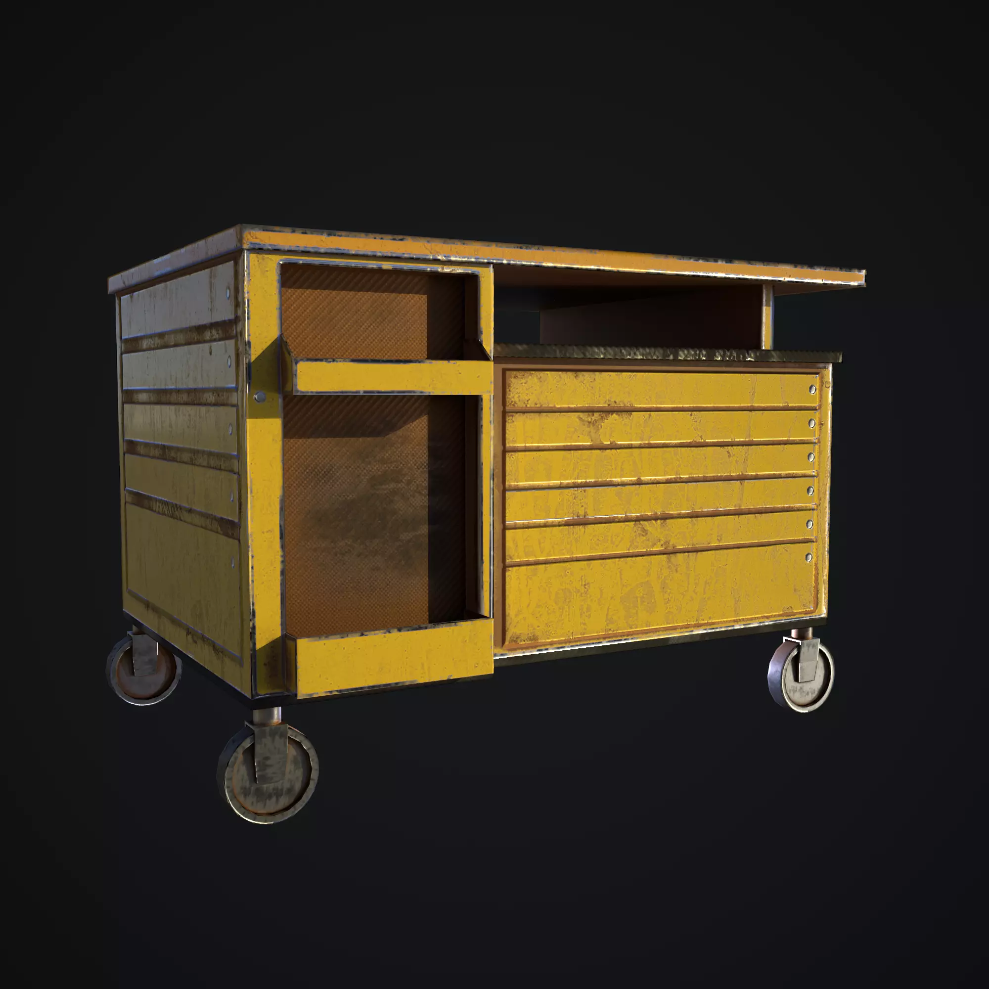 Old dust toolbox Low-poly 3D model_0