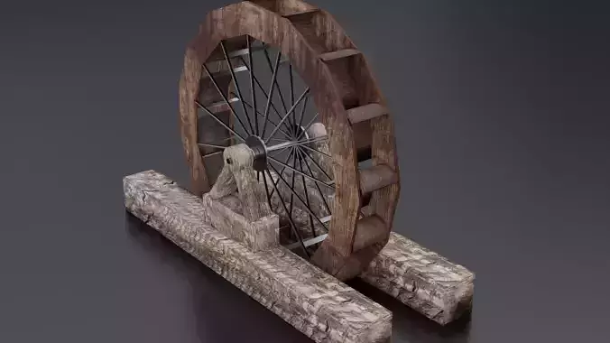 Waterwheel water wheel Low-poly 3D model