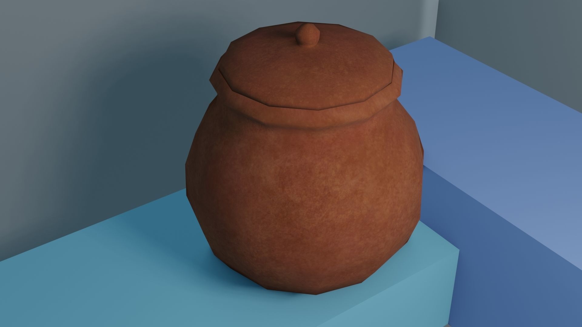 Pot set 1 clay Low-poly 3D model_2