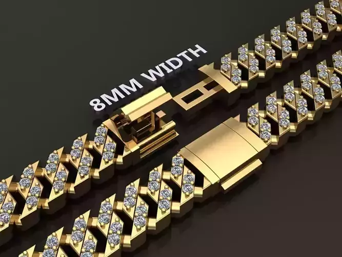 Cuban Diamond Chain Link Box Style 8MM WIDTH