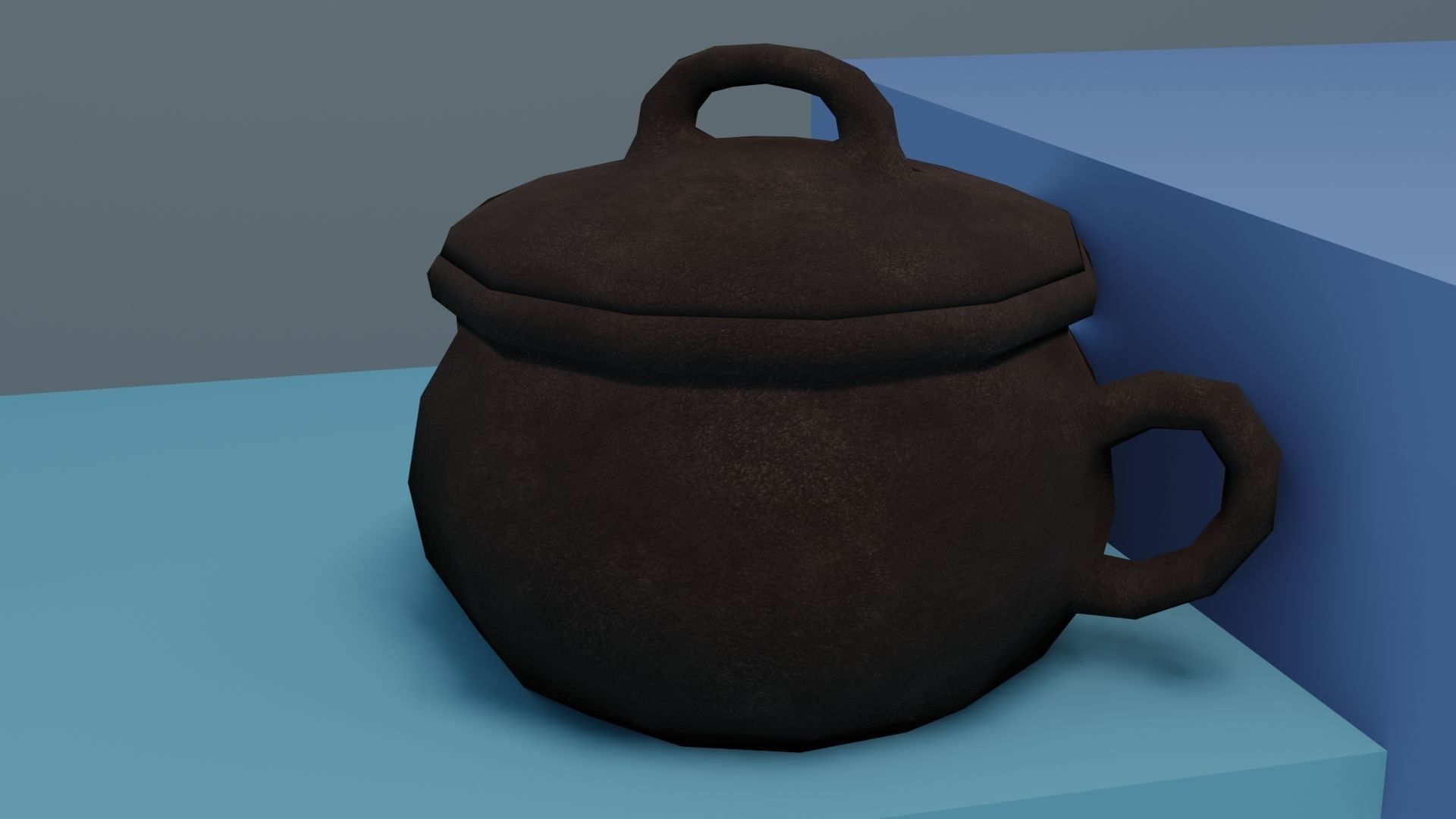 Pot set 2 jar with face Low-poly 3D model_6