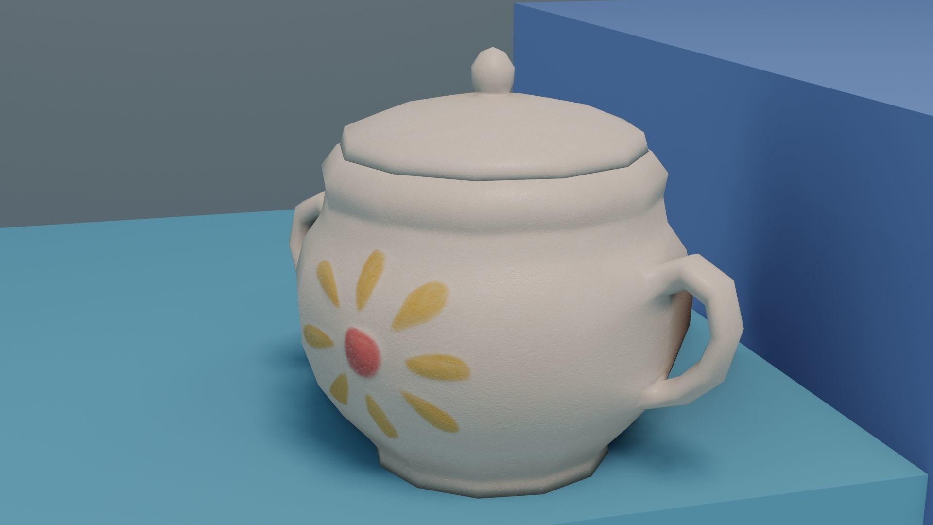 Pot set 2 jar with face Low-poly 3D model_4