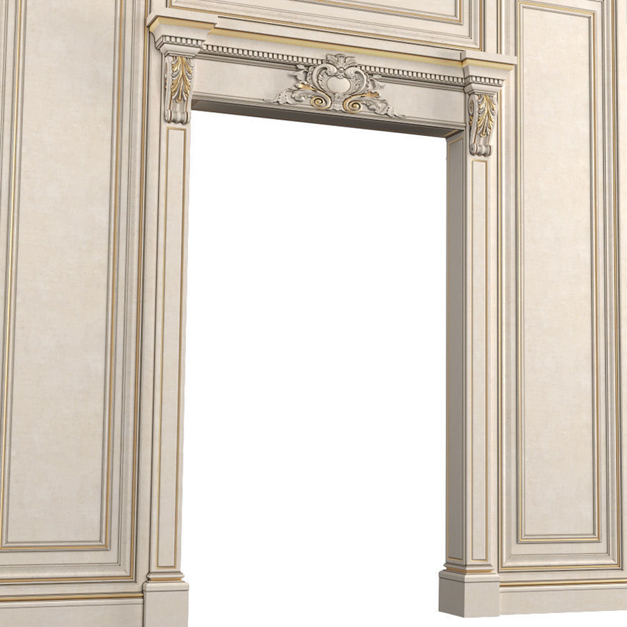 Classic Doorway Door Portal Wall Panels 3D model_1