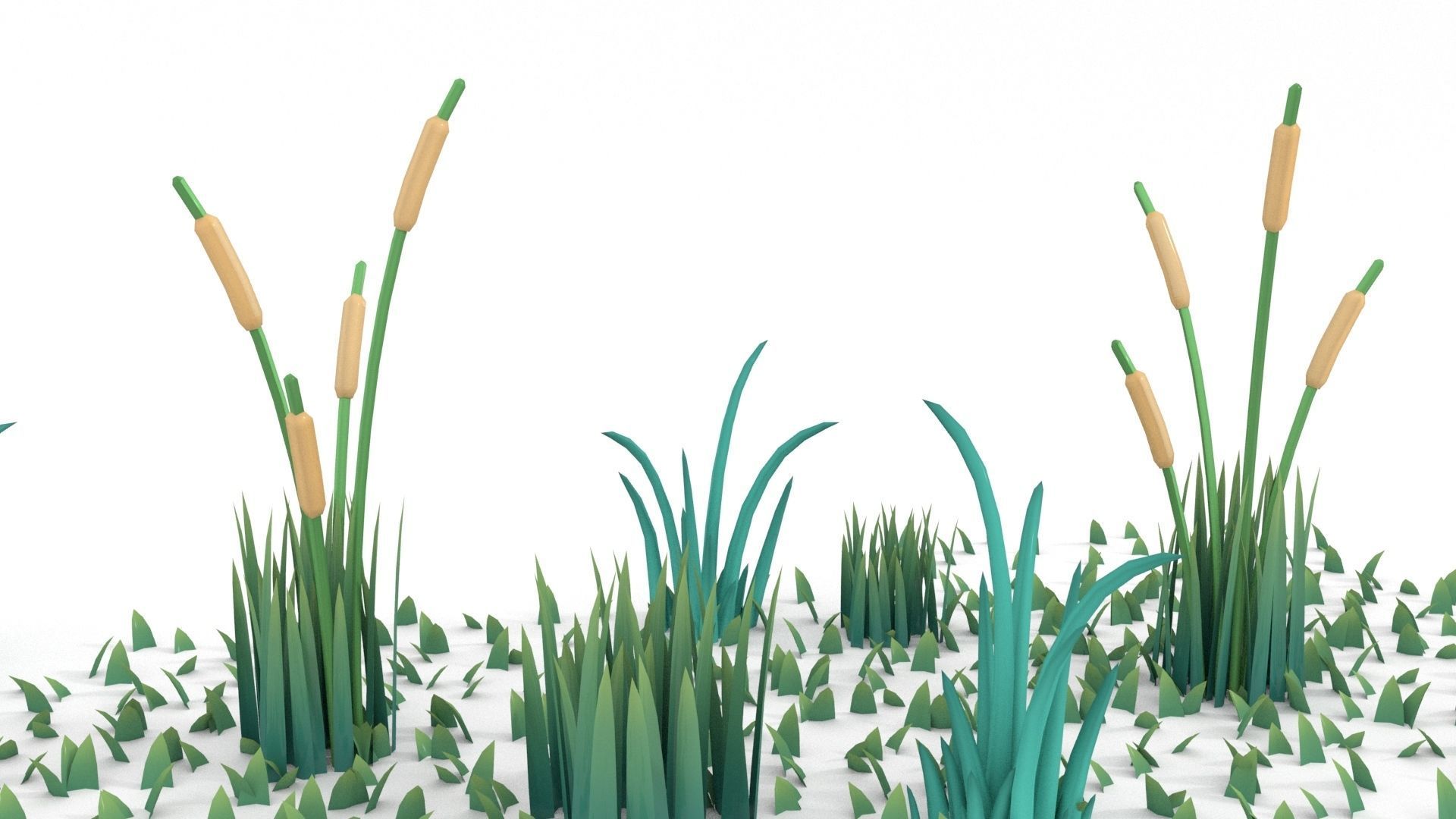Low-poly Stylized  grass collection 3D model_1