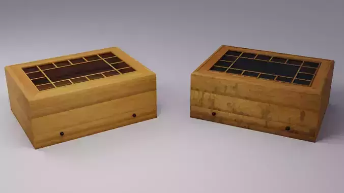 Jewelry box  - clean and dirty wooden box 3D model