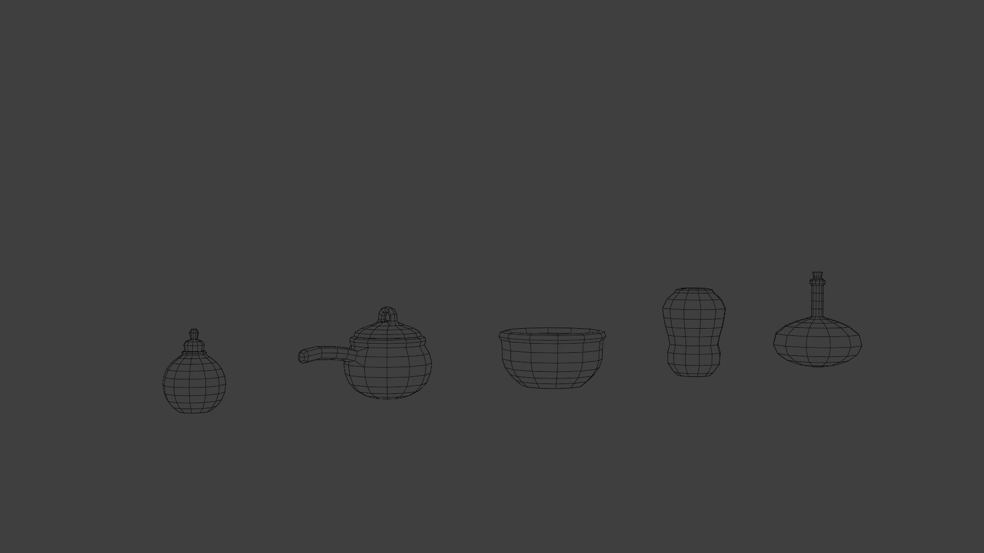 Pot set 4 vase Low-poly 3D model_7