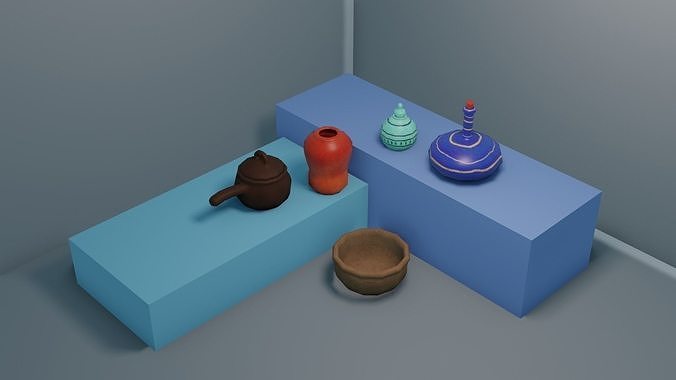 3D model Pot set 4 vase VR / AR / low-poly | CGTrader