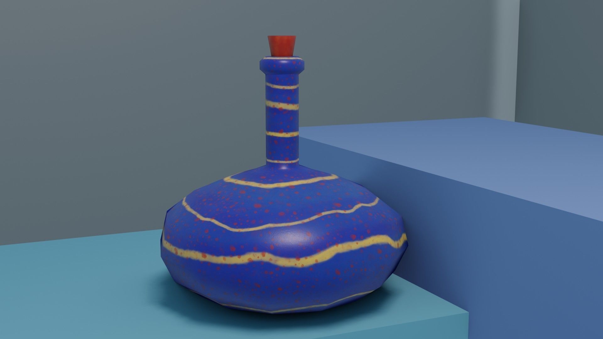 Pot set 4 vase Low-poly 3D model_6
