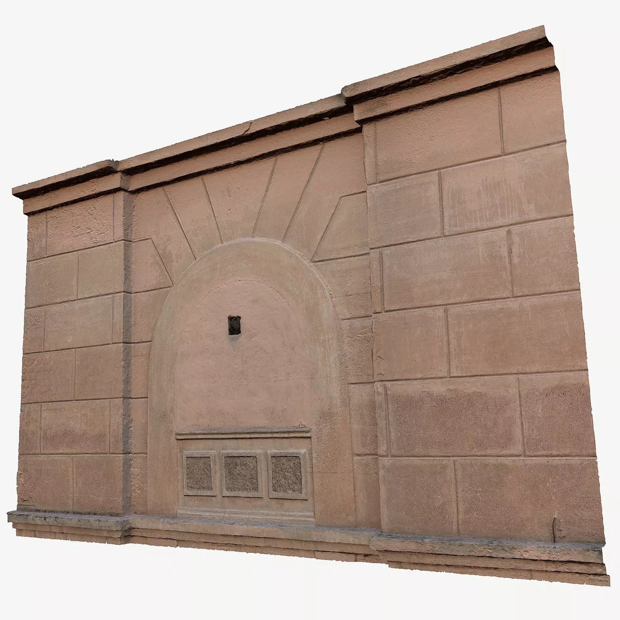 The wall of the old building Low-poly 3D model_0