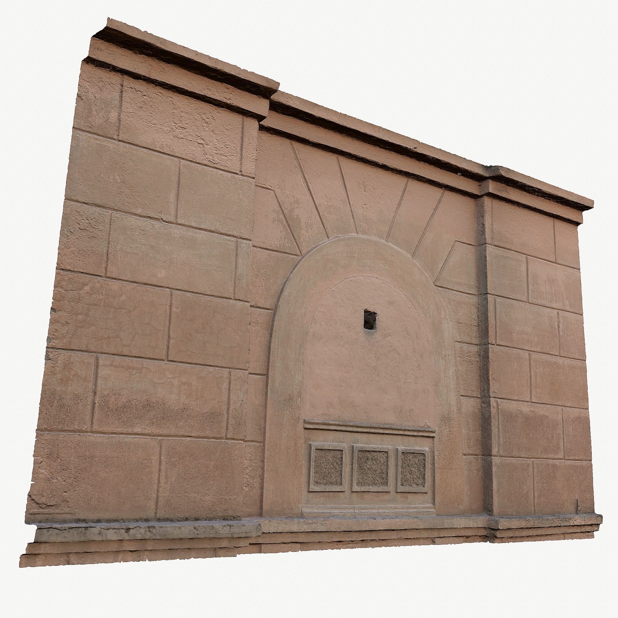 The wall of the old building Low-poly 3D model_2