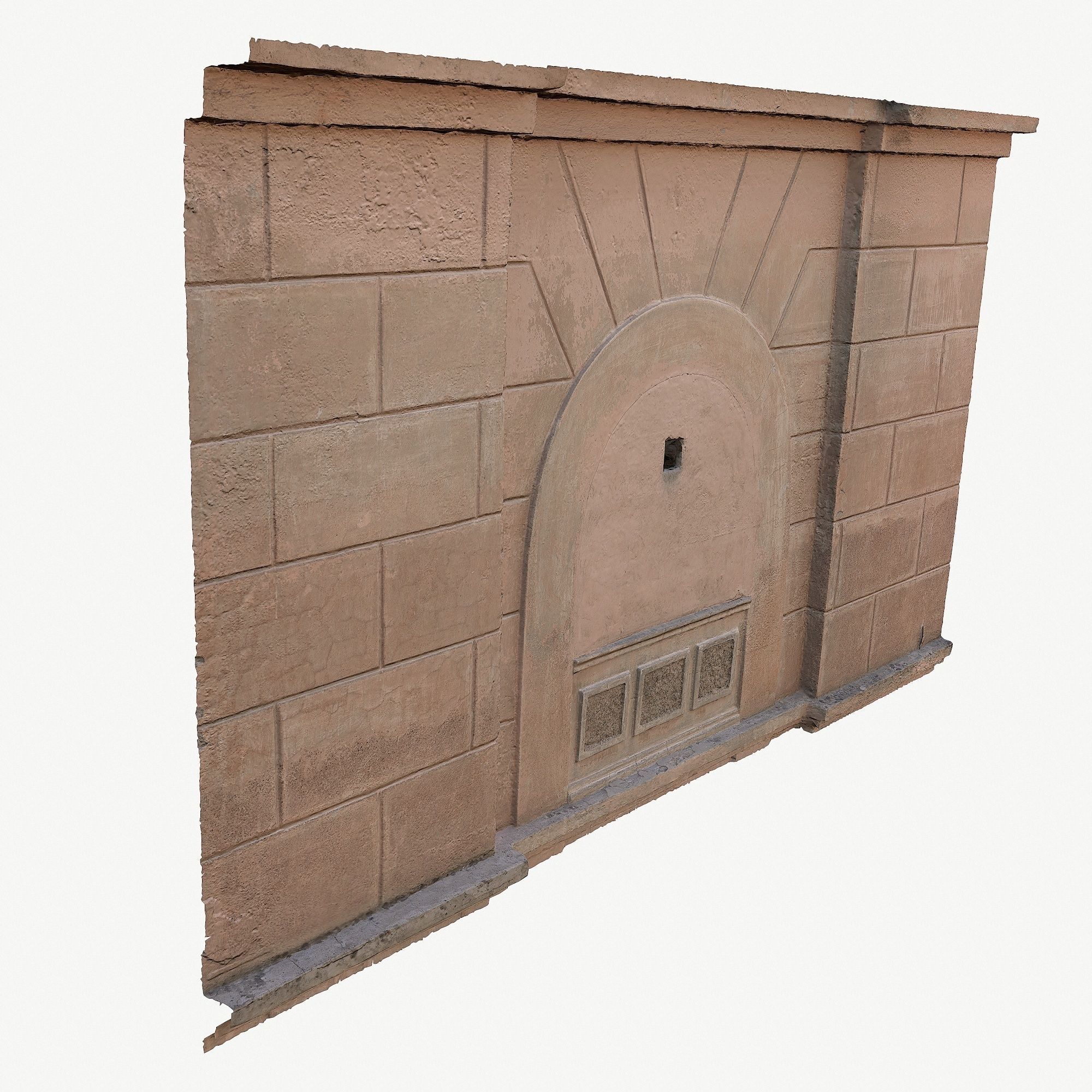 The wall of the old building Low-poly 3D model_7