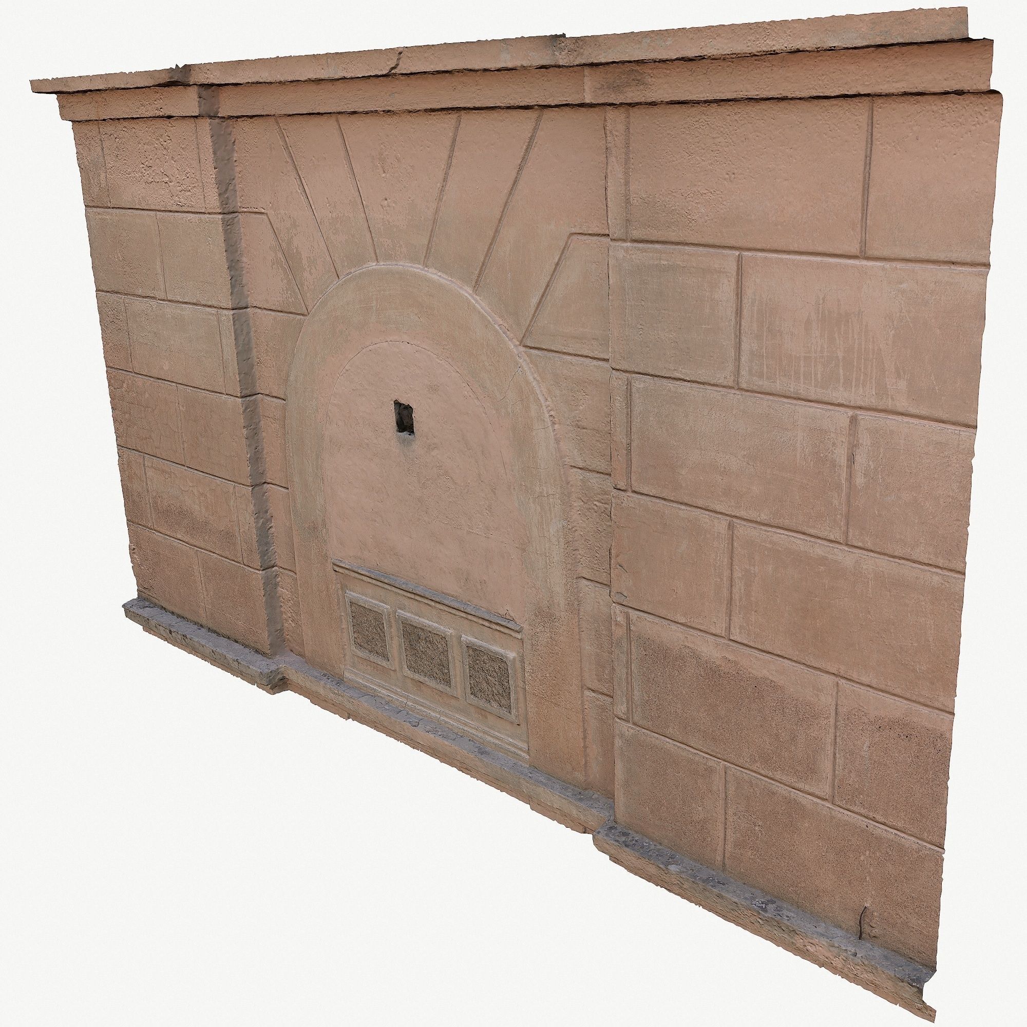 The wall of the old building Low-poly 3D model_8