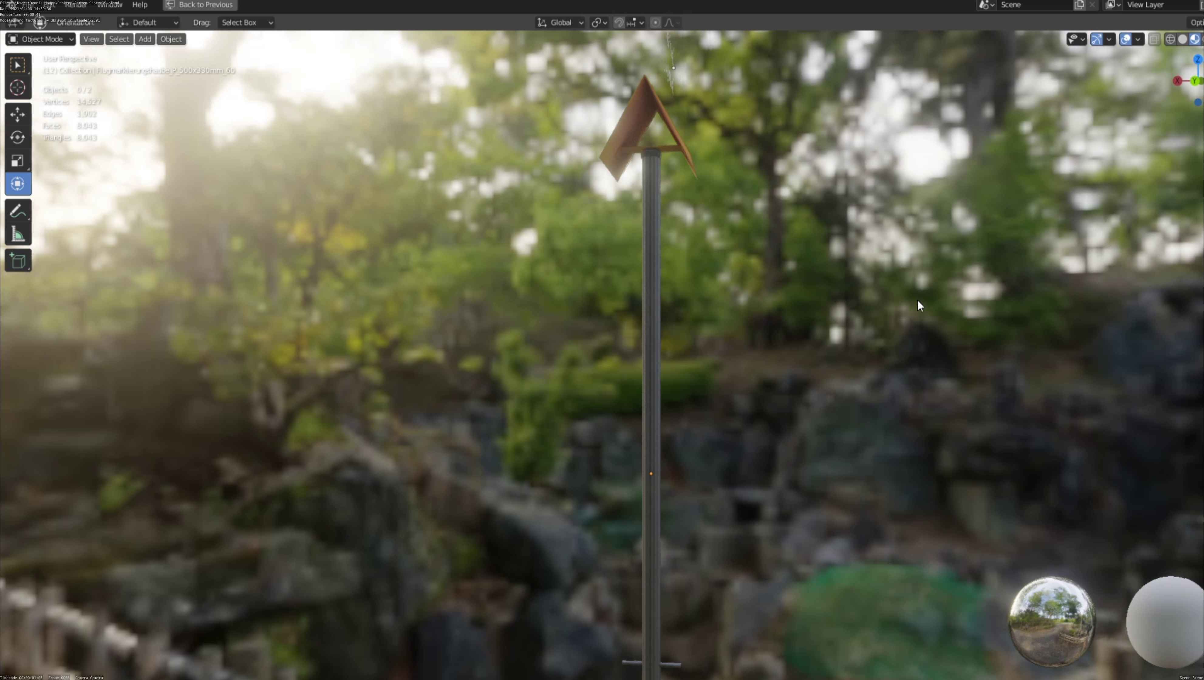 Flugmarkierungshaube mit Aluminiumpfosten 500x330mm 60 Low-poly 3D model_20