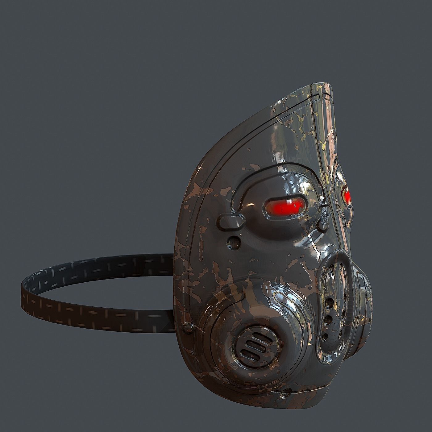 Gas mask helmet 3d model scifi  Low-poly 3D model_3