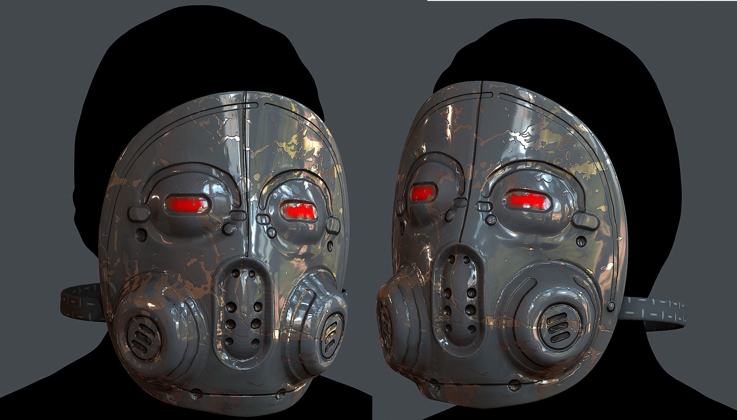 Gas mask helmet 3d model scifi  Low-poly 3D model_1