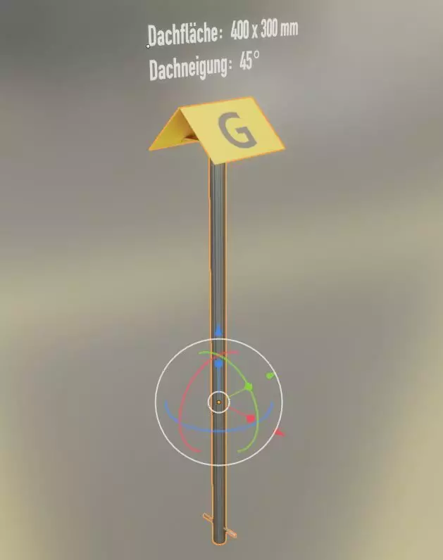 Flugmarkierungshaube mit Aluminiumpfosten 400x300mm 45 Low-poly 3D model_0