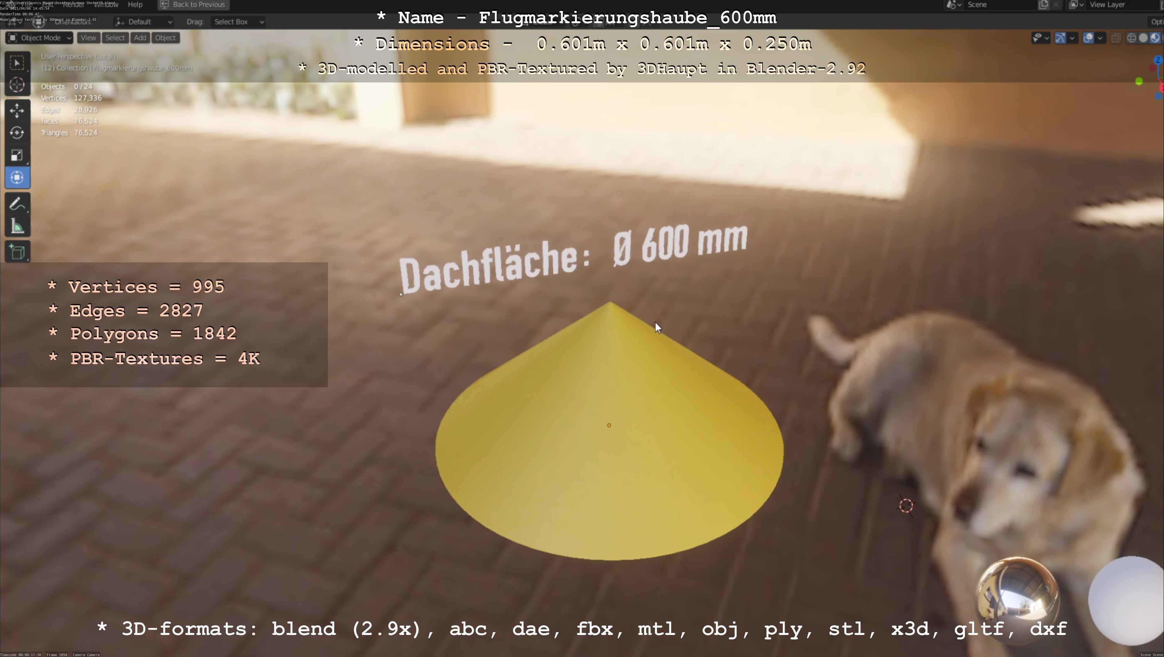 Flugmarkierungshaube 600mm Low-poly 3D model_72