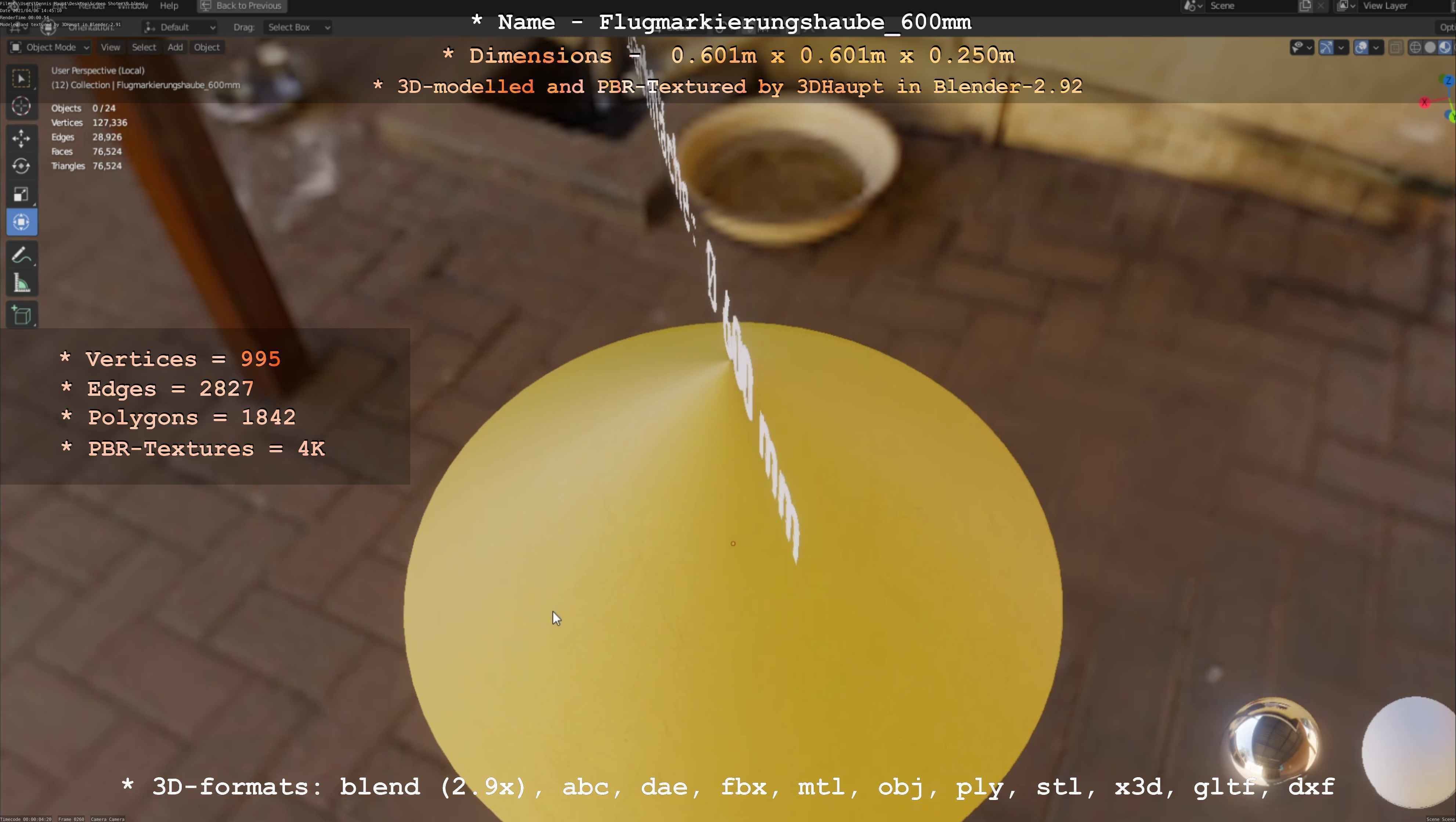 Flugmarkierungshaube 600mm Low-poly 3D model_66